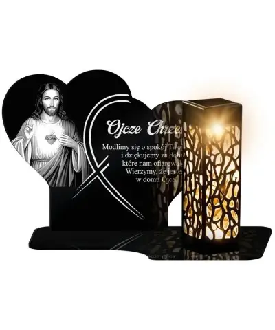 Znicz Solarny LED Statuetka z Jezusem Na Wszystkich Świętych Dla Taty Mamy