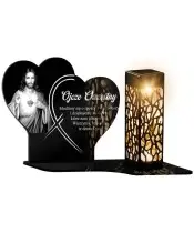 Znicz Solarny LED Statuetka z Jezusem Na Wszystkich Świętych Dla Taty Mamy