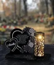 Znicz Solarny LED Statuetka z Kwiatami Na Wszystkich Świętych