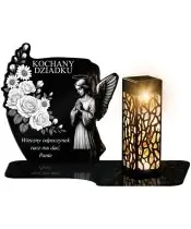 Znicz Solarny LED Statuetka z Aniołem Na Wszystkich Świętych