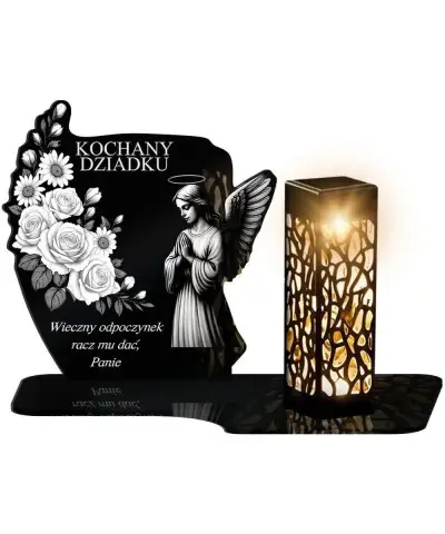 Znicz Solarny LED Statuetka z Aniołem Na Wszystkich Świętych