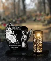 Znicz Solarny LED Statuetka z Aniołem Na Wszystkich Świętych