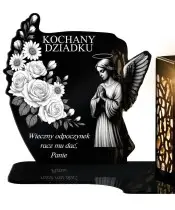 Znicz Solarny LED Statuetka z Aniołem Na Wszystkich Świętych