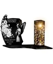 Znicz Solarny LED Statuetka z Aniołem Na Wszystkich Świętych