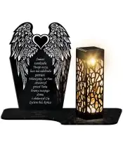 Znicz Solarny LED Statuetka Premium Skrzydła Serce Na Wszystkich Świętych