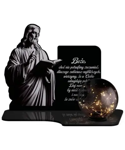 Znicz Solarny LED Statuetka Premium Jezus Na Wszystkich Świętych