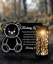 Znicz Solarny LED Statuetka Miś Dla Dziecka Na Wszystkich Świętych