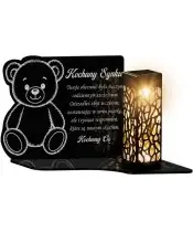 Znicz Solarny LED Statuetka Miś Dla Dziecka Na Wszystkich Świętych