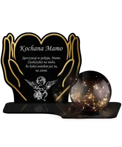 Znicz Solarny Kula LED Statuetka Premium Dłonie Złote Na Wszystkich Świętych