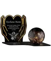 Znicz Solarny Kula LED Statuetka Premium Dłonie Złote Na Wszystkich Świętych