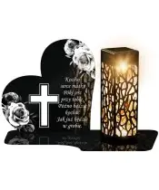 Znicz Solarny LED Premium Róże Czarno Biało Na Wszystkich Świętych