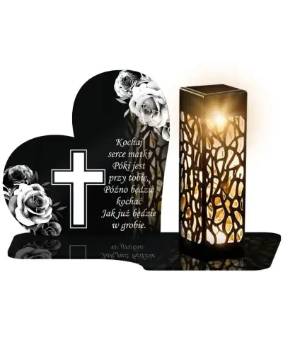 Znicz Solarny LED Premium Róże Czarno Biało Na Wszystkich Świętych