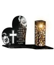 Znicz Solarny LED Premium Róże Czarno Biało Na Wszystkich Świętych