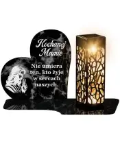 Znicz Solarny LED Premium Serce Marmur Na Wszystkich Świętych