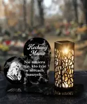 Znicz Solarny LED Premium Serce Marmur Na Wszystkich Świętych