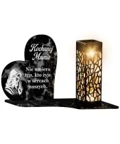 Znicz Solarny LED Premium Serce Marmur Na Wszystkich Świętych