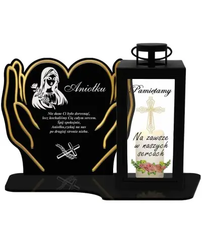 Duży Znicz LED z Latarnią Pamiętamy + Świeca Na Wszystkich Świętych