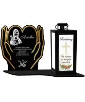 Duży Znicz LED z Latarnią Pamiętamy + Świeca Na Wszystkich Świętych