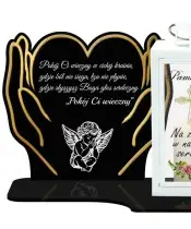 Duży Znicz LED z Latarnią Białą Pamiętamy + Świeca Na Wszystkich Świętych