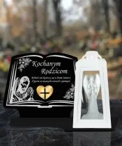 Duży Znicz LED z Latarnią Białą + Anioł LED Na Wszystkich Świętych