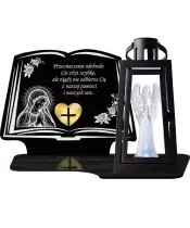 Duży Znicz LED z Latarnią Czarną + Anioł LED Na Wszystkich Świętych