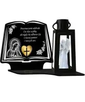 Duży Znicz LED z Latarnią Czarną + Anioł LED Na Wszystkich Świętych