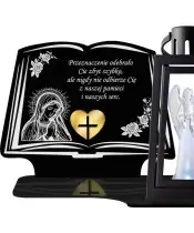 Duży Znicz LED z Latarnią Czarną + Anioł LED Na Wszystkich Świętych