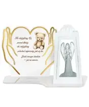 Duży Znicz LED Dla Dzieci z Latarnią Białą + Anioł LED Na Wszystkich Świętych