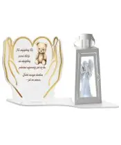 Duży Znicz LED Dla Dzieci z Latarnią Białą + Anioł LED Na Wszystkich Świętych