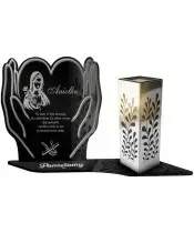 Znicz Solarny XL Premium LED Srebrny Na Cmentarz Wszystkich Świętych