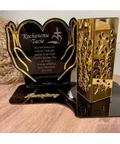 Znicz Solarny Premium LED Złoty Na Cmentarz Wszystkich Świętych