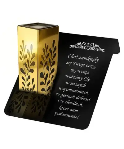 Znicz Solarny Statuetka Złota Premium Na Grób Wszystkich Świętych