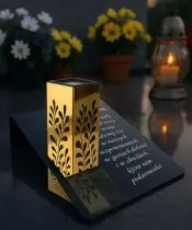 Znicz Solarny Statuetka Złota Premium Na Grób Wszystkich Świętych