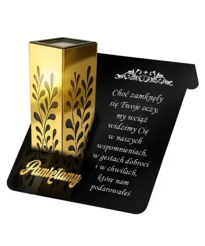 Znicz Solarny Statuetka Złota Premium Na Grób Wszystkich Świętych Pamiętamy