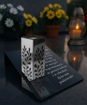 Znicz Solarny Statuetka Srebrna Premium Na Grób Wszystkich Świętych