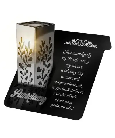 Znicz Solarny Statuetka Srebrna Premium Na Grób Wszystkich Świętych Pamiętamy