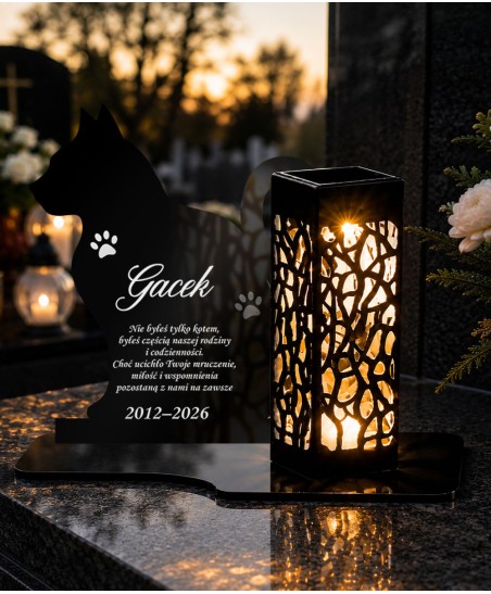Lampion dla ukochanego kota Kocie wspomnienie — aranżacja na grobie