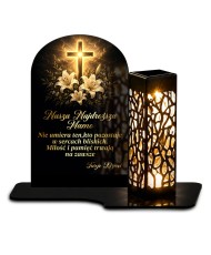 Lampion z dedykacją Pod łukiem pamięci — kolorowy wzór UV — wzór i szczegóły