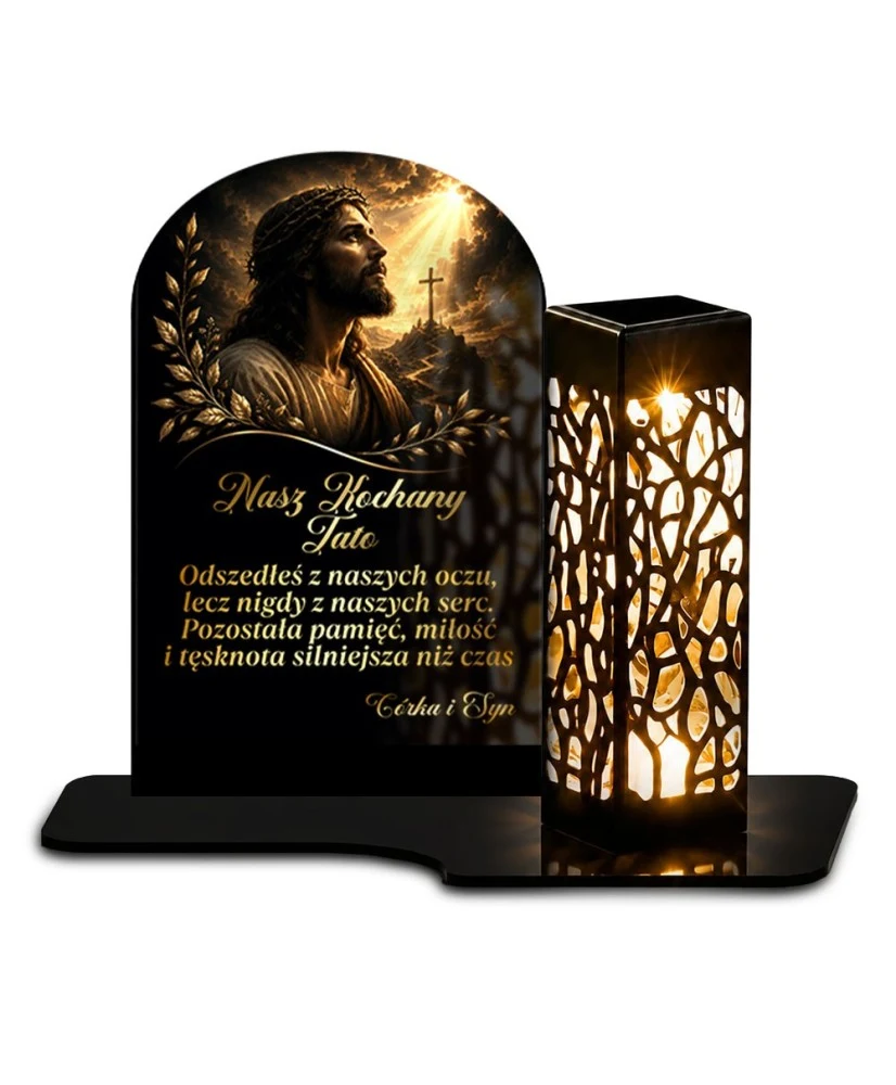 Lampion z dedykacją Pod łukiem pamięci — kolorowy wzór UV — wzór i szczegóły