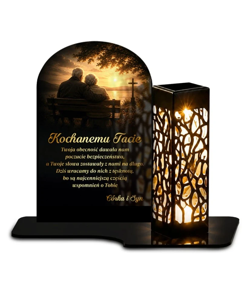 Lampion z dedykacją Pod łukiem pamięci — kolorowy wzór UV — wzór i szczegóły