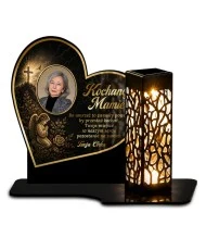 Serce ze zdjęciem Zachowany portret i lampionem solarnym — wzór i szczegóły