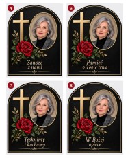 Złoty krzyż z różą ze zdjęciem — sentencje 5–8