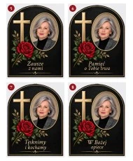 Złoty krzyż z różą ze zdjęciem — sentencje 5–8
