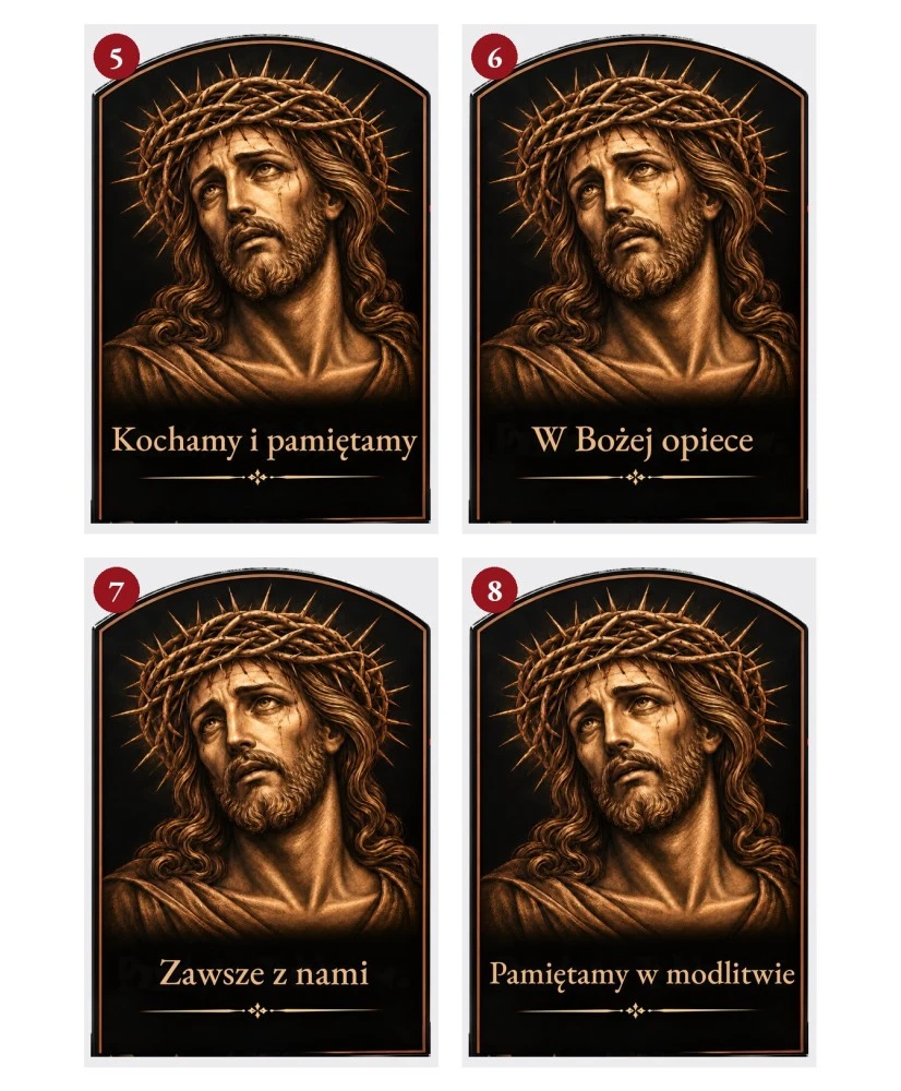 Jezus w koronie cierniowej sepia — sentencje 5–8