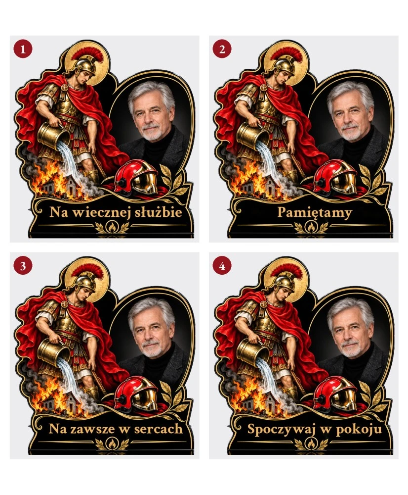 Święty Florian ze zdjęciem — sentencje 1–4