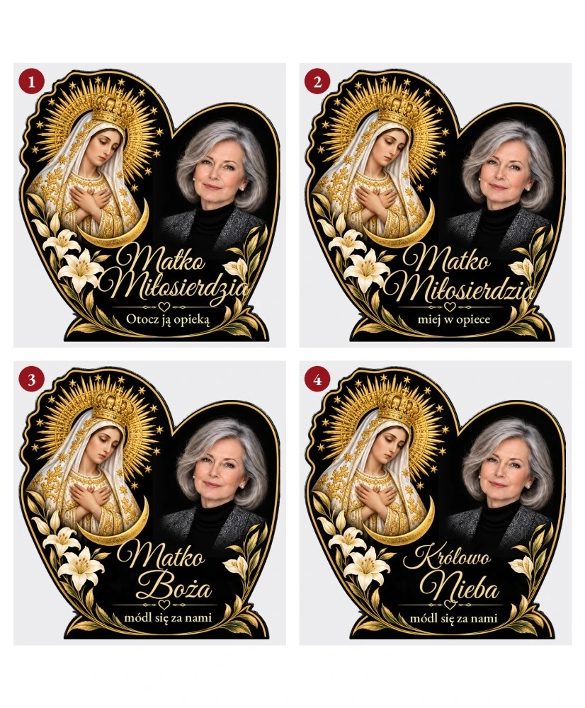 Matka Boża Miłosierdzia ze zdjęciem — sentencje 1–4