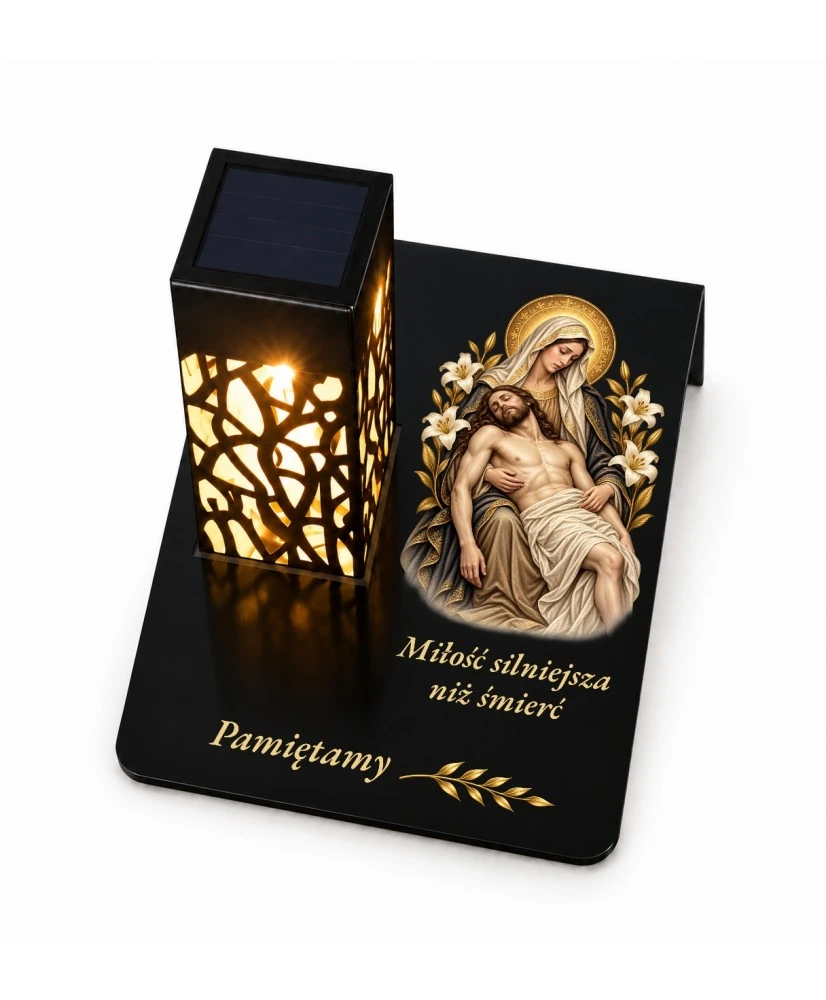 Gięty Pieta — detal nadruku