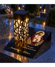 Gięty Dobry Pasterz — na nagrobku wieczorem