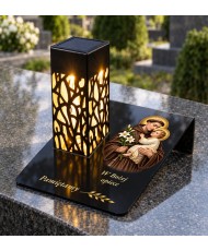 Gięty Święty Antoni z Dzieciątkiem — na nagrobku w dzień