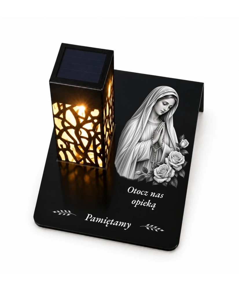 Gięty Matka Boża Fatimska mono — detal nadruku